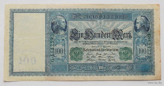 Германия 100 марок  1910 Зелёная печать Тип 1908 г