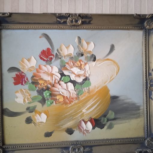 Натюрморт в рамке. масло.