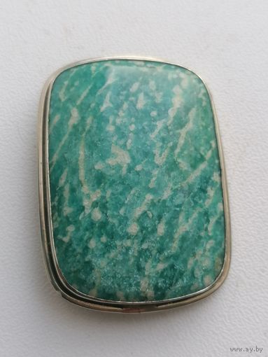 Брошь СССР натуральный камень Амазонит