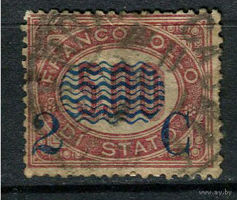 Королевство Италия - 1878 - Надпечатка новых номиналов 2c на 5L - [Mi.35] - 1 марка. Гашеная.  (Лот 71AD)