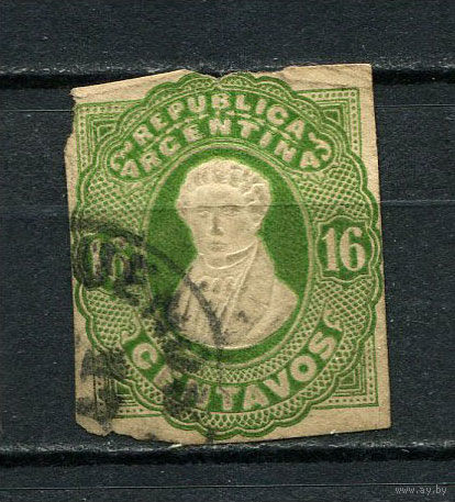 Аргентина - 1878 - 16С - 1 вырезка. Гашеная.  (LOT EN1)-T10P1
