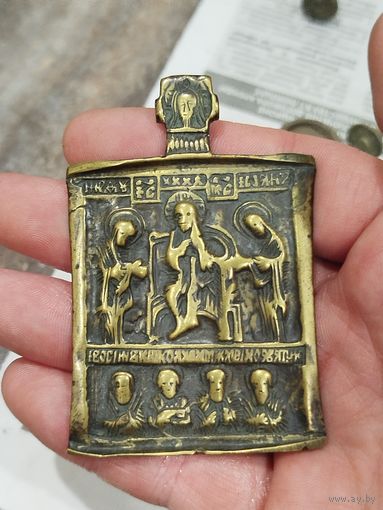 Старинная иконка Деисус избранные святые,19 век