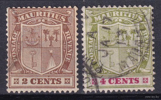 40.BrKM. Великобритания. Колонии. Маврикий. Герб. Стандарт. 2C, 4C. 1910 г. Mi.##132/134.