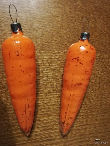 Елочная игрушка морковь СССР, стекло