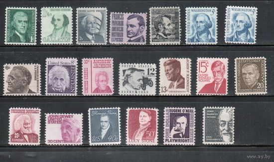 США-1965-1968, (Скотт. 1278-1295),  ** ( 4 м - *)   , Известные люди США(полная серия)