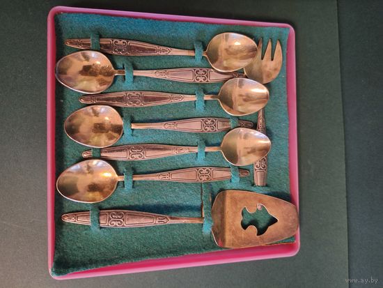 Набор для чая, мельхиор, Алма-Ата.