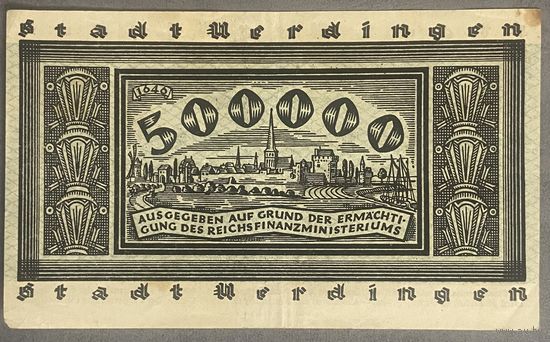 Банкнота 500000 марок 1923 год. Юрдинген. Веймарская республика.