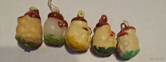 Елочные мини игрушки Семейка грибов из теребовлянского набора Малютка