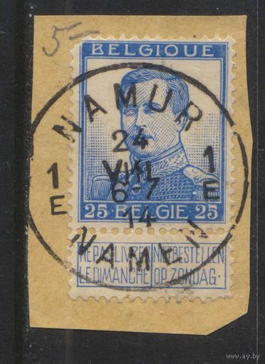 Бельгия Кор 1912 Альберт I в униформе Стандарт C купоном на доставку в выходные дни Гаш Намюр 24.8.1914 Вырезка #102II