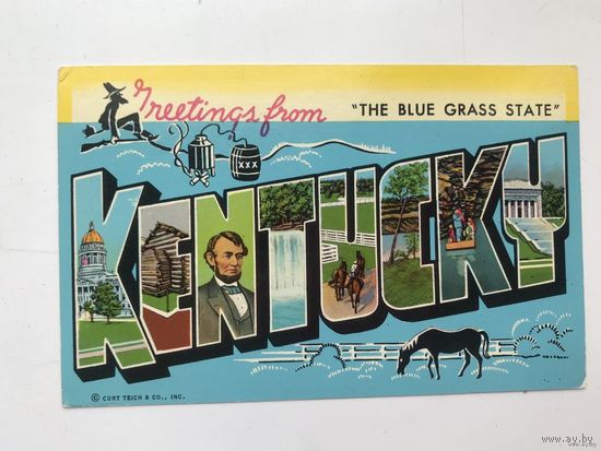 Открытка винтажная Greetings from Kentucky