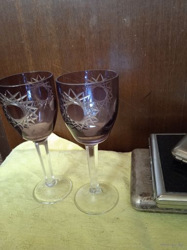 Рюмки для напитков ручная резка марганцевый хрусталь