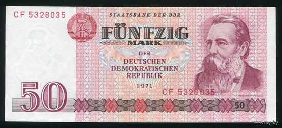 ГДР. 50 Марок 1971 года. P30a, UNC-