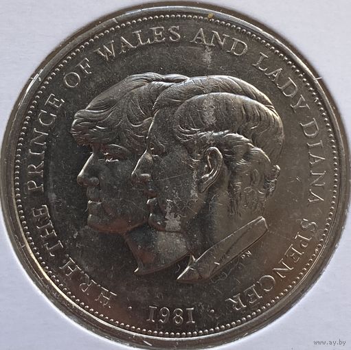Великобритания 25 пенсов 1981 г. Свадьба Принца Чарльза и Леди Дианы. В холдере