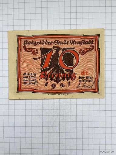 Нотгельд 10 пфеннигов Германия Уруштадт-0501