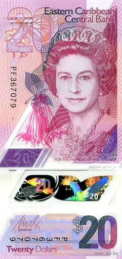 Восточные Карибы 20 долларов образца 2019 года UNC pw58