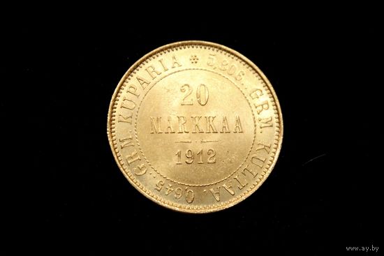 20 марок 1912 г. Финляндия (Российская Империя), Николай II. Штемпельный блеск!