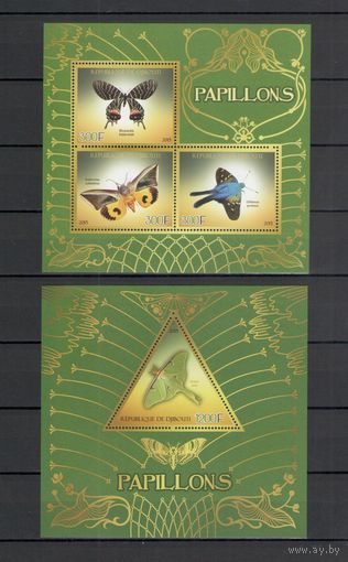 Джибути 2015 Фауна насекомые бабочки 1 лист и 1 блок MNH**