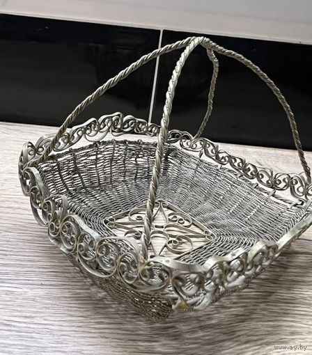 Сахарница, сухарница, конфетница. мельхиор, скань винтаж ручная работа