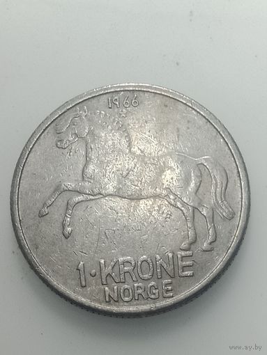 Норвегия 1 крона 1966 года .