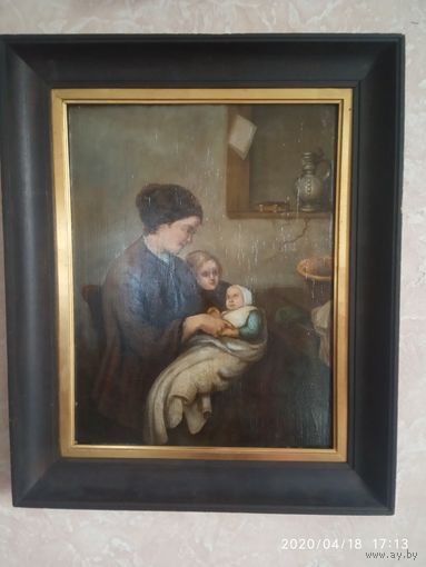Старинная картина масло,доска.19 век неизвестный художник.