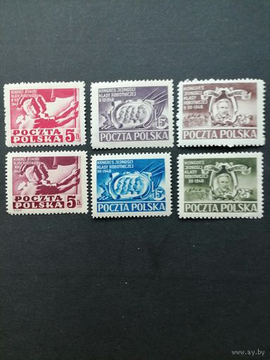 Польша 1948 Полная серия марок "Объединительные съезды рабочей и социалистической партий" (чистые**) Mi.505-510 каталог 15.00 евро