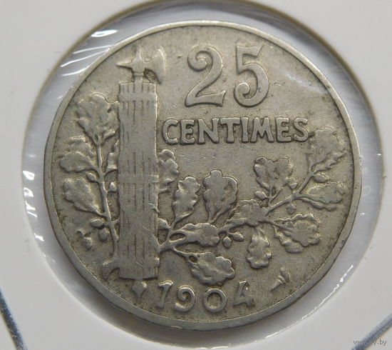 Франция 25 сантимов 1904 г