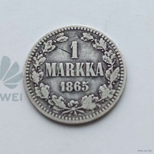 1 марка 1865 года S. Серебро 868. Монета не чищена. 648