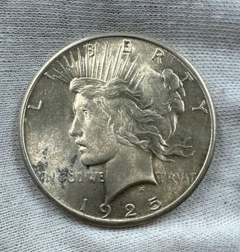 1 доллар Мирный 1925 США - в блеске! Люкс! Крупное серебро!