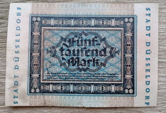 Werty71 Германия 5000 марок 1923 банкнота Гроссгельд Дюссельдорф 2