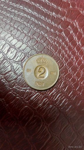 Монета 2 эре 1965г. Швеция. Хорошая!