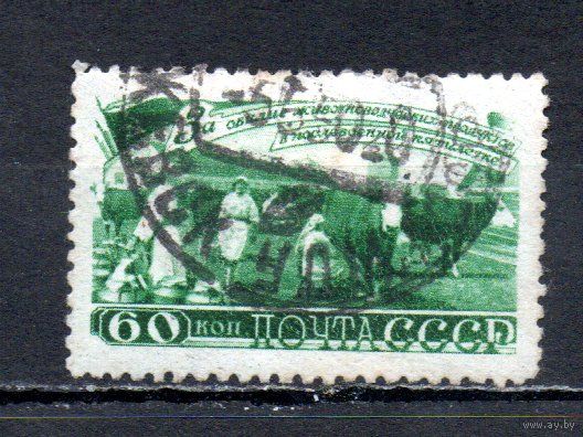 За досрочное выполнение 5-летнего плана (Животноводство) СССР 1948 год 1 марка