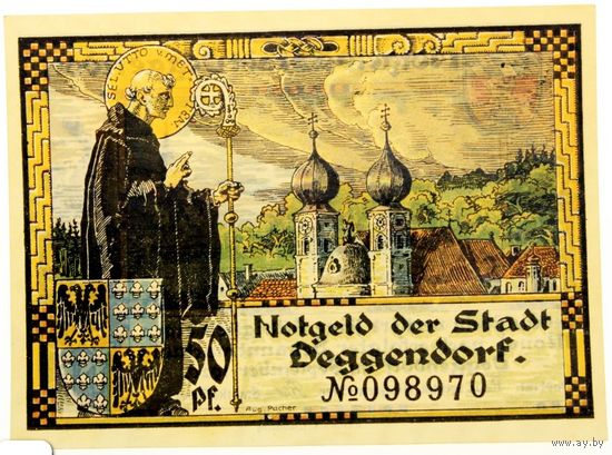 РАСПРОДАЖА!!! - ГЕРМАНИЯ ДЕГГЕНДОРФ (БАВАРИЯ) 50 пфеннигов 1920 год- UNC!