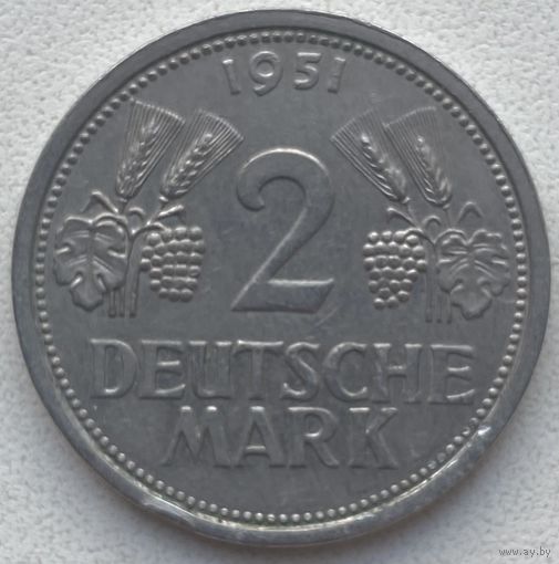 Германия 2 марки 1951 г. J