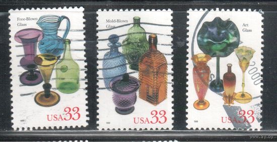 США-1999 (Мих.3148-3151) , гаш., Изделия из стекла