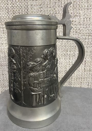 Оловянная пивная кружка Auerhahn Германия. 11 х 17 см