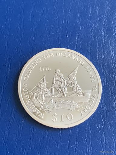 Либерия 10 долларов 2000 г серебро 0.999