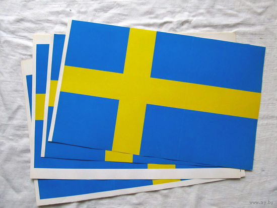 25-34 П1 Флжок бумажный Флаг Швеции Плотная глянцевая бумага Выпуск ориентировочно 1990-2000-е года