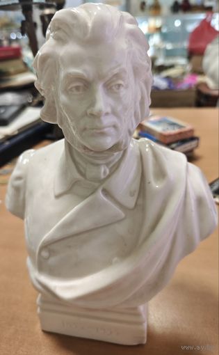 Антикварный, фарфоровый бюст - Адам Мицкевич. 25см. Минский фарфоровый завод. 50-ые года. Состояние люкс!