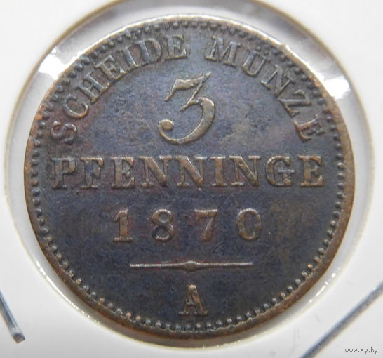 Пруссия 3 пфеннига 1870 г