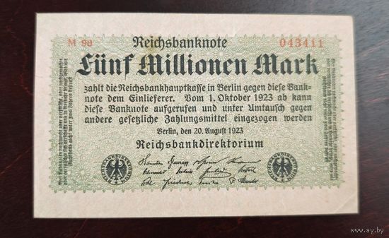1923 год Германия 5 000 000 марок