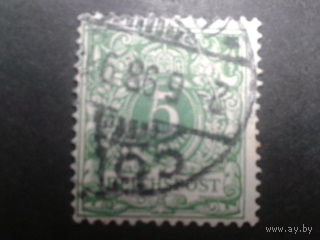 Германия 1889 стандарт 5 пф. Михель-1,8 евро гаш.