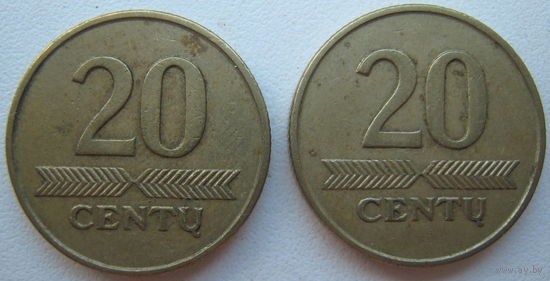 Литва 20 центов 1997, 1998 гг. Цена за 1 шт.