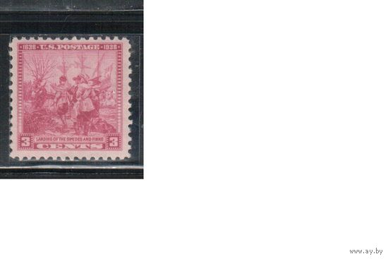 США-1938, (Скотт.836),  ** ,  300-лет прибытия шведов и финнов , Флот(одиночка)