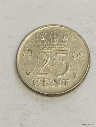 Нидерланды 25 центов 1969
