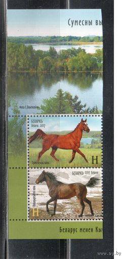 Беларусь-2017,(Мих.1200-1201)  , Беларусь-Киргизия, Лошади