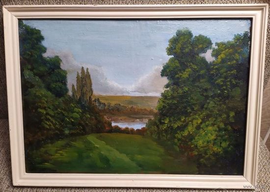 Пейзаж масло на двп  36 на 26