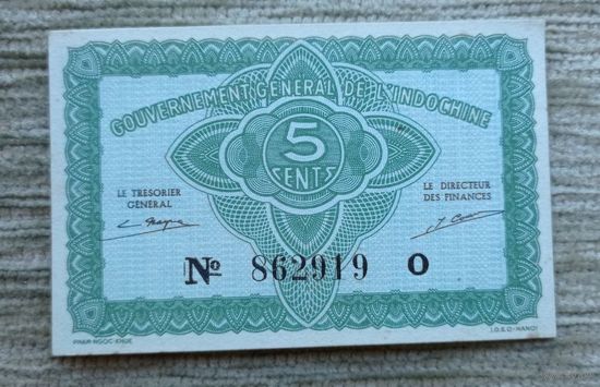 Werty71 Индокитай 5 центов 1942 Ext aUNC Банкнота