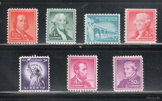 США-1954, (Мих.650-673), * (без клея)  , Стандарт, Известные американцы, Архитектура,Живопись