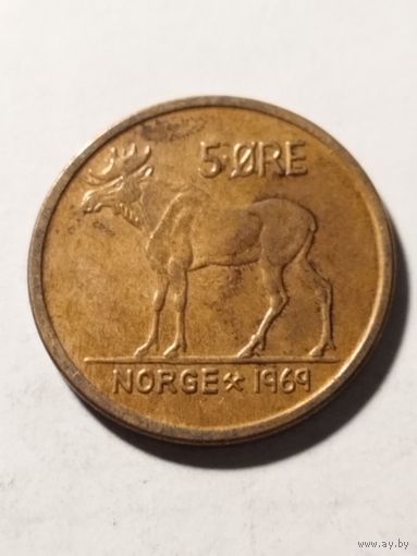 Норвегия 5 оре 1969