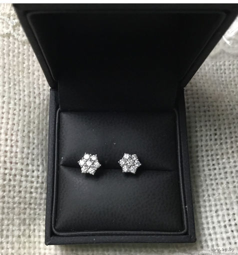 Серьги Гвоздики Бриллианты Белое золото 750